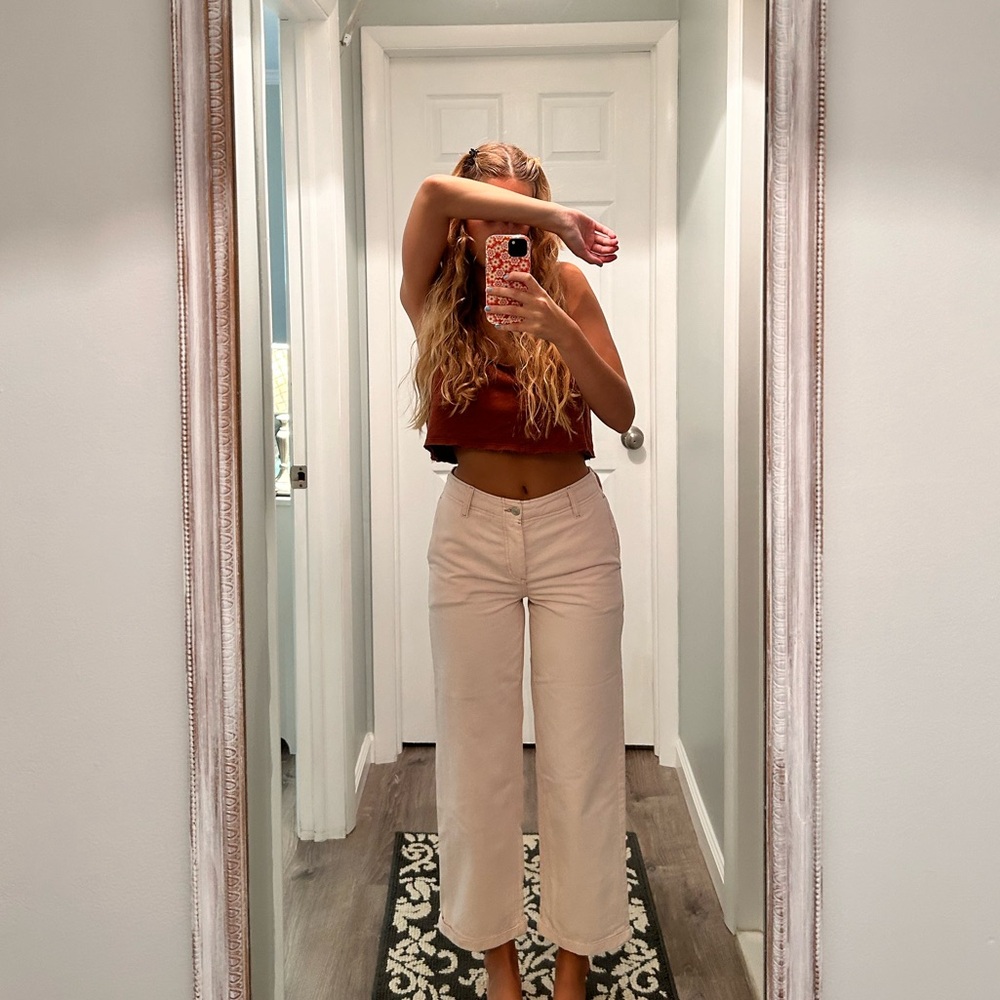 Free People 5 Button Fly Folded Hem Khaki Pants Sz 25